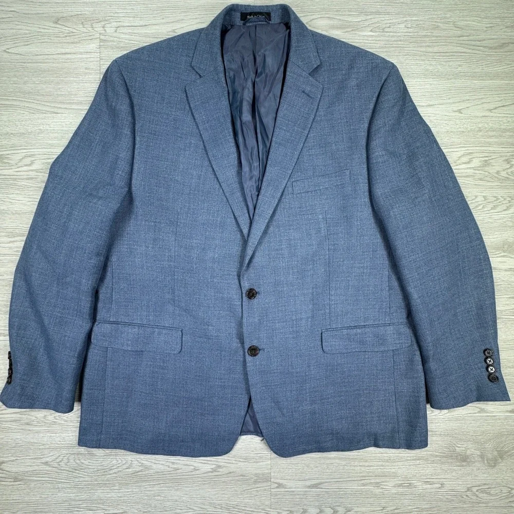Lauren Ralph Lauren Men's Blazer Blue Size 48R Linen Blend Two Button Sport Coat